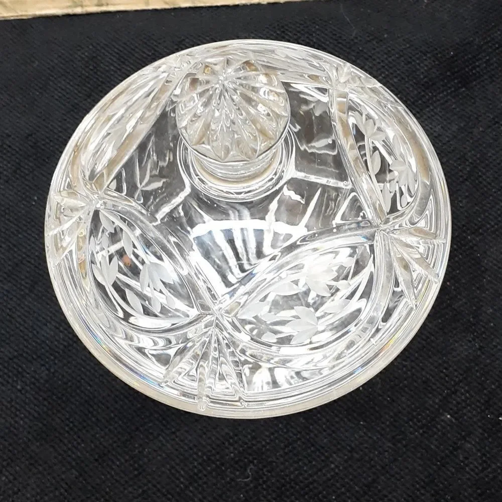 Vintage Gorham Poland hand‎ cut clear crystal lidded candy dish